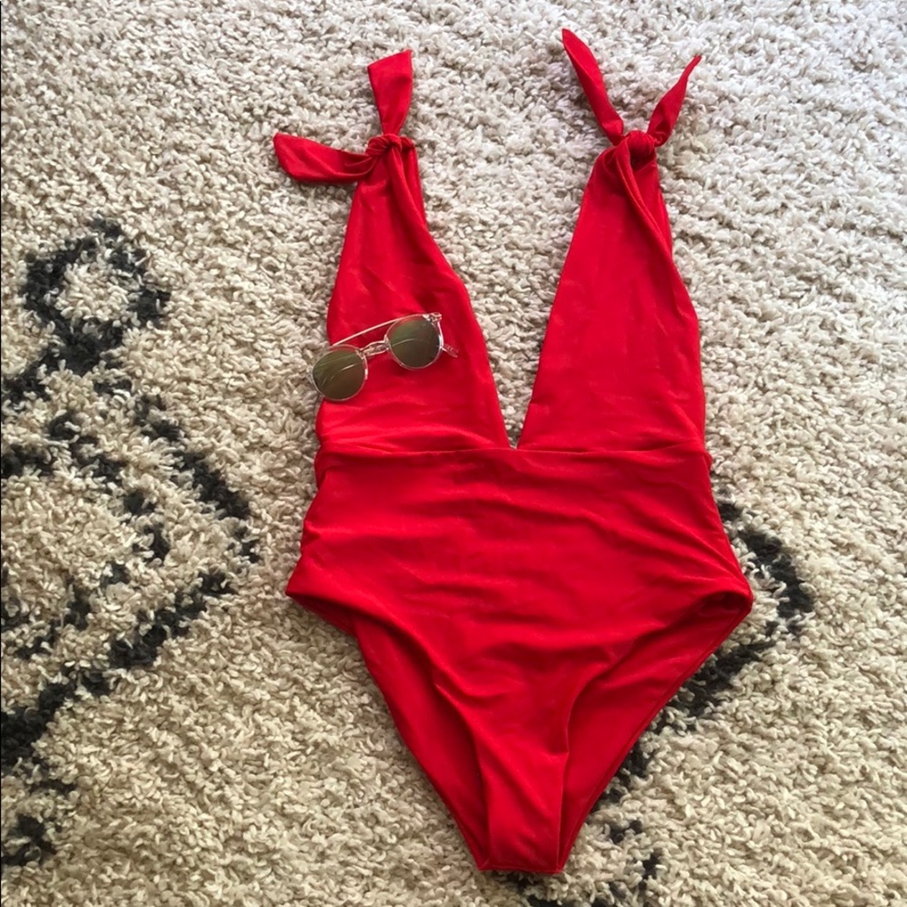 Hot red bathing suit sunglasses come FREE!